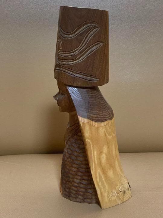 アイヌ女性　木彫り　アンティーク　昭和レトロ