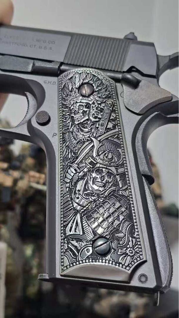 1911 用 グリップパネル／護手　スカルサムライデザイン　左右セット