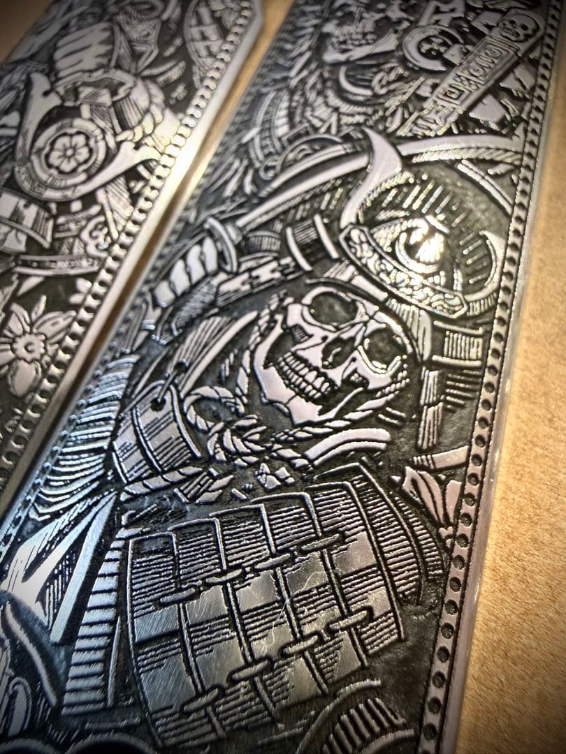 1911 用 グリップパネル／護手　スカルサムライデザイン　左右セット