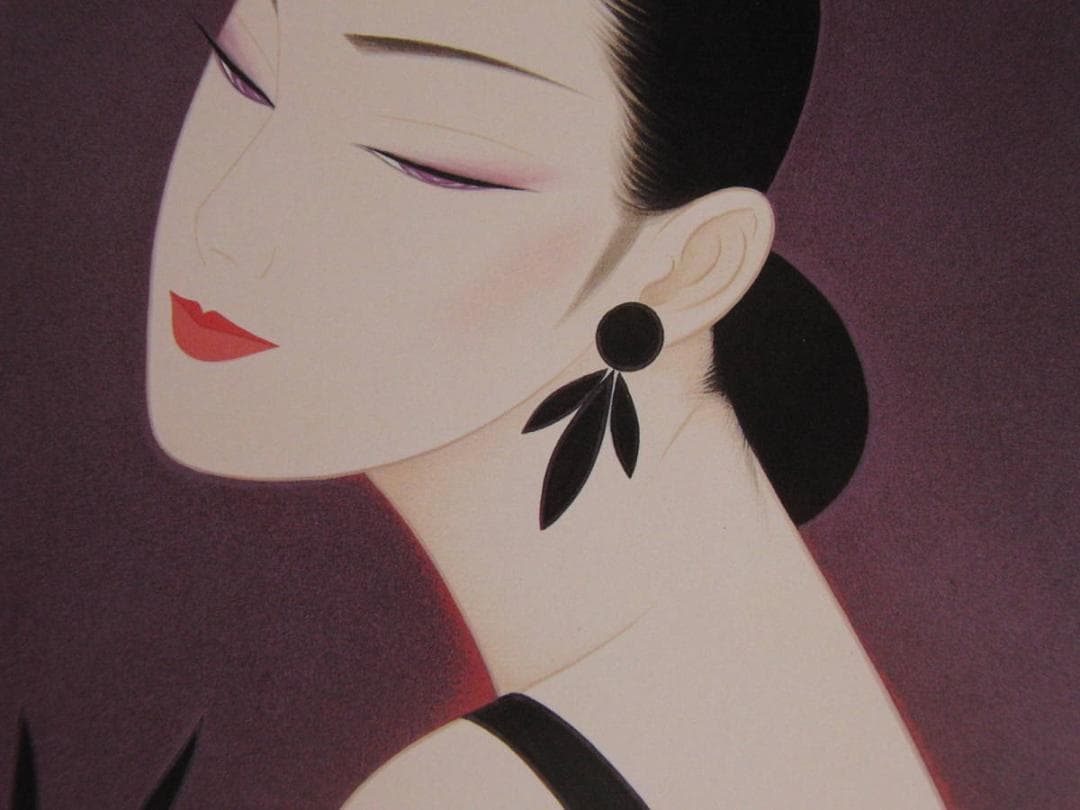 鶴田一郎、【ときめき】、希少な額装用画集より、新品額装付、状態良好