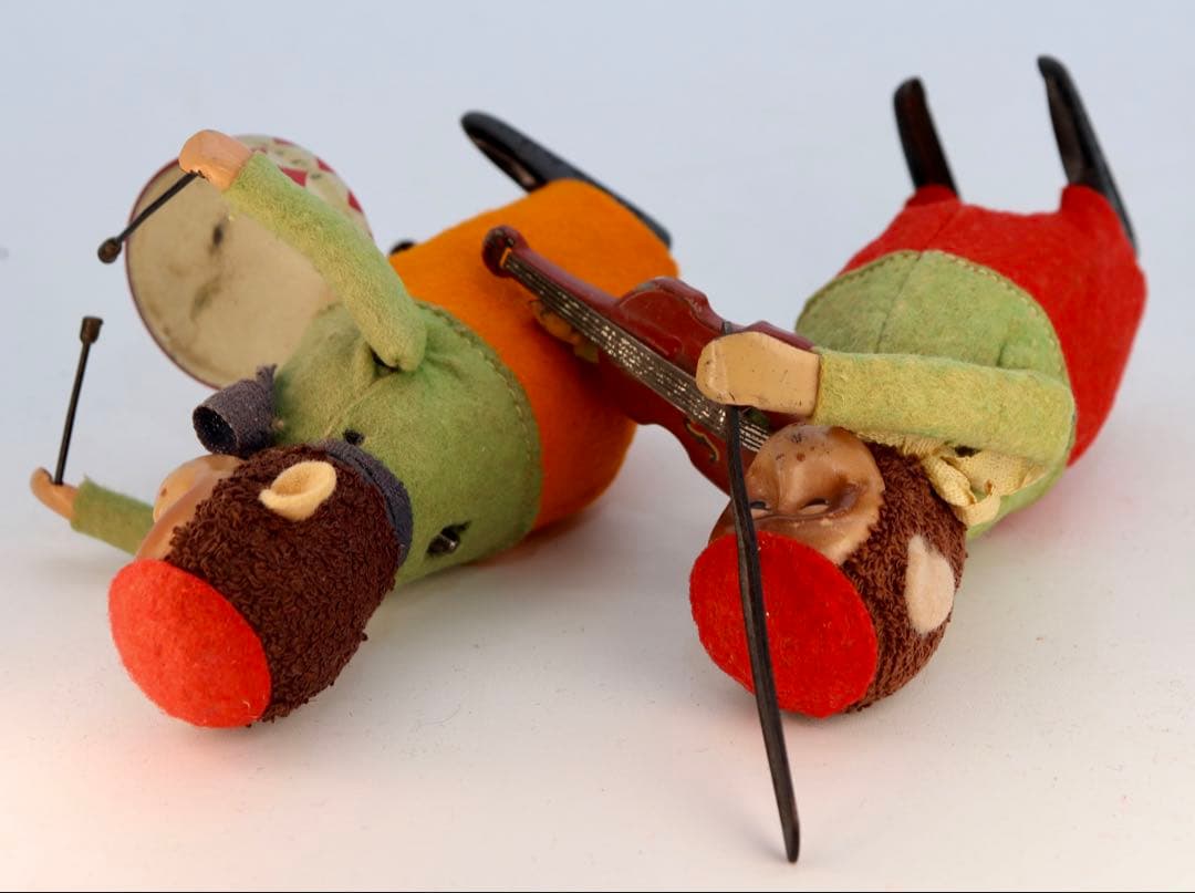 ヴィンテージ Schuco ワインドアップ猿の演奏者 フィギュア2体セット