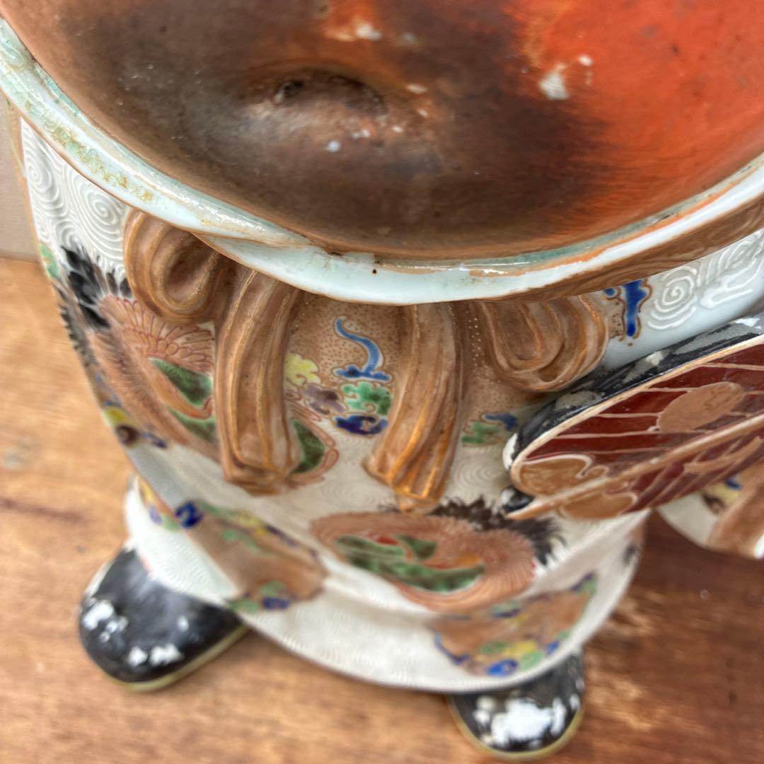 時代物布袋様、九谷焼、昭和レトロ色絵置物　美術品骨董品　縁起物、古美術品60cm