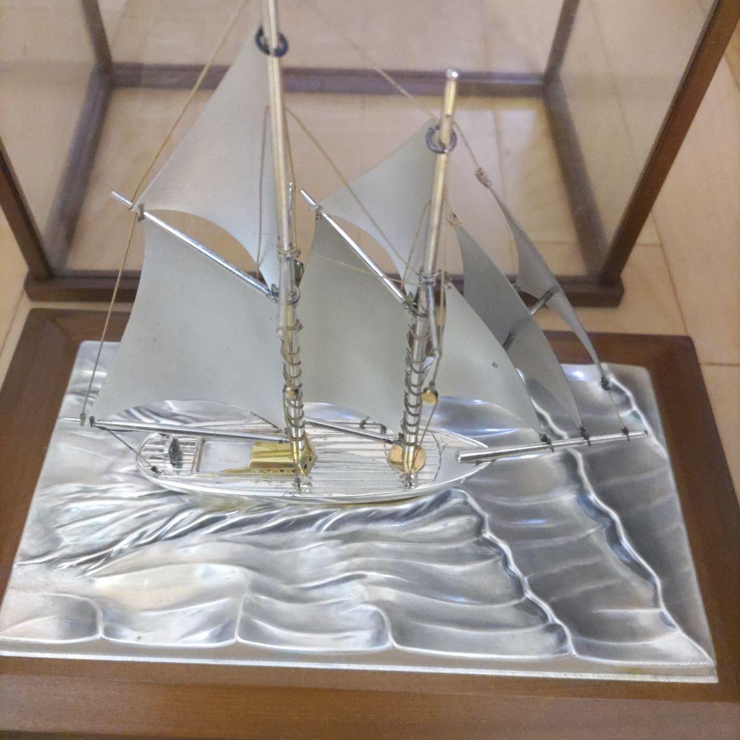 武比古ヨット　金属製帆船模型 ガラスケース付き