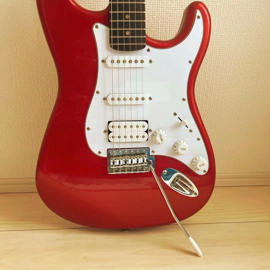 【たぁ様】BUSKER'S アーム付き エレキギター 赤 整備済み 島村楽器