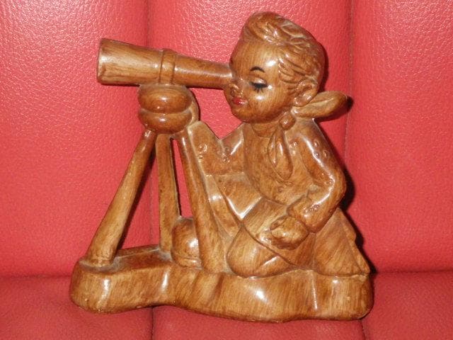 50’S★星空を見上げる子供★人形★ビンテージ★置物★天体観測★天文学★星座★