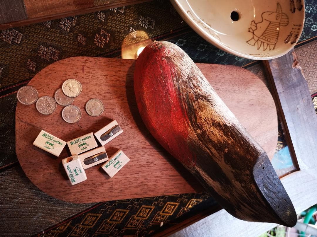 木製靴型と6ペンス・鉛筆削り　陶器カスタムセット