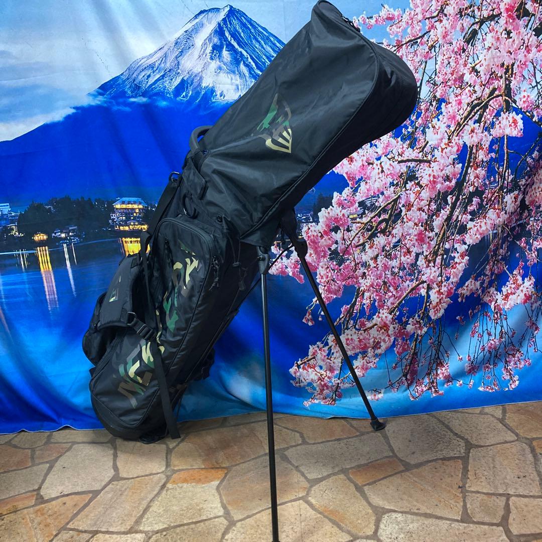 寶BU-1105 美品 ニューエラ スタンド式 キャディバッグ ブラック迷彩