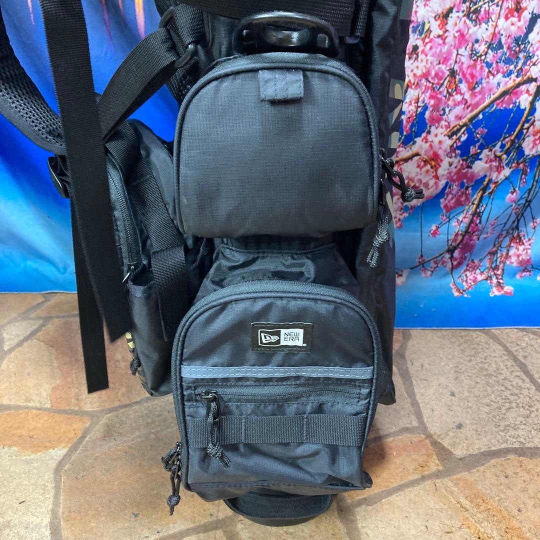 寶BU-1105 美品 ニューエラ スタンド式 キャディバッグ ブラック迷彩