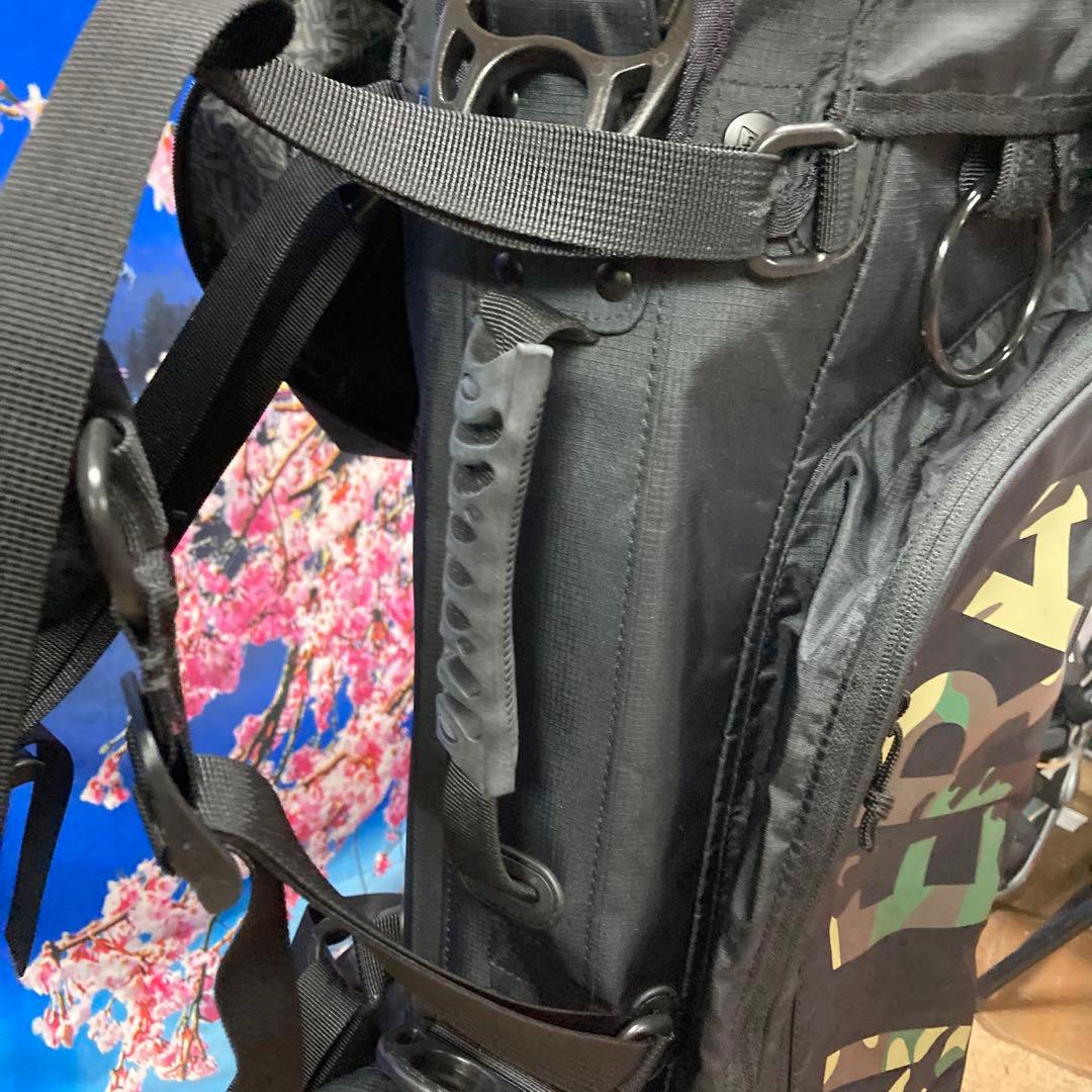 寶BU-1105 美品 ニューエラ スタンド式 キャディバッグ ブラック迷彩