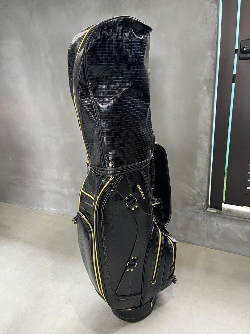BERES ゴルフバッグ 黒/ゴールドクロコダイル風　本間ゴルフ