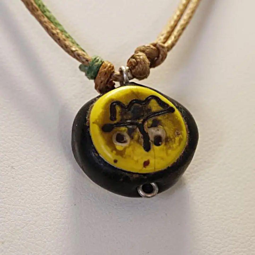 古代モザイク２人面ビーズ 紐ネックレス