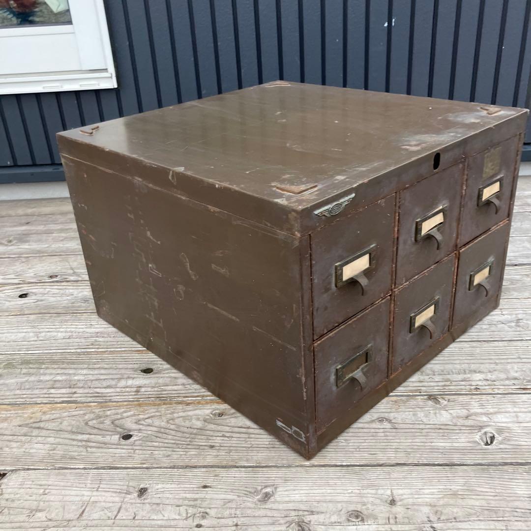 昭和レトロ クロガネ インダストリアル 6段スチールラック 収納ボックス 古家具