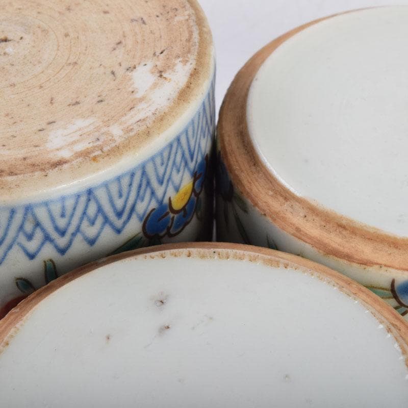 中国　粉彩　花草文　三段重箱　蓋物　V　8785