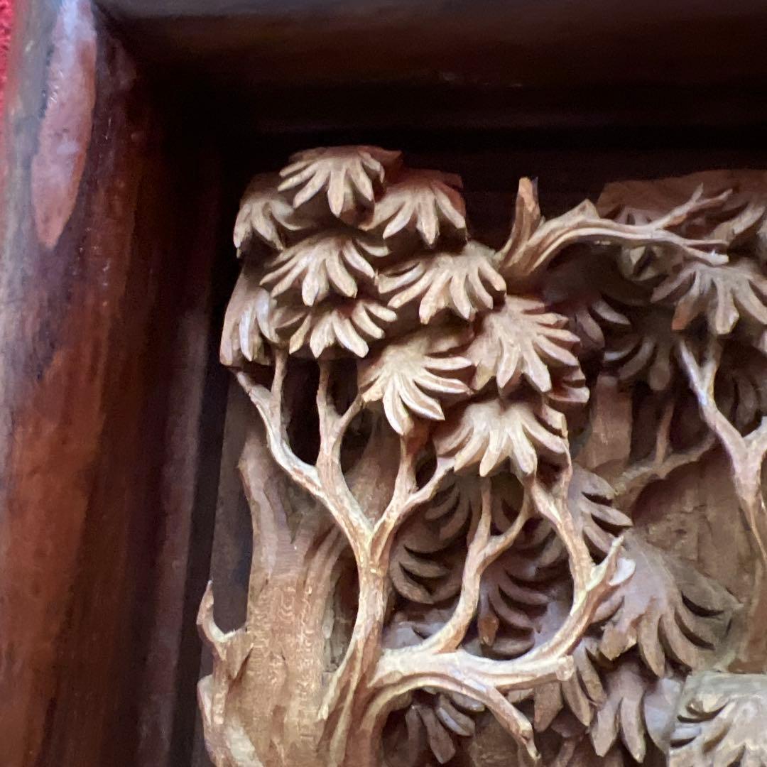 時代　木彫　浮き彫りの額A 約95×49.5㎝　東さ8-0131①