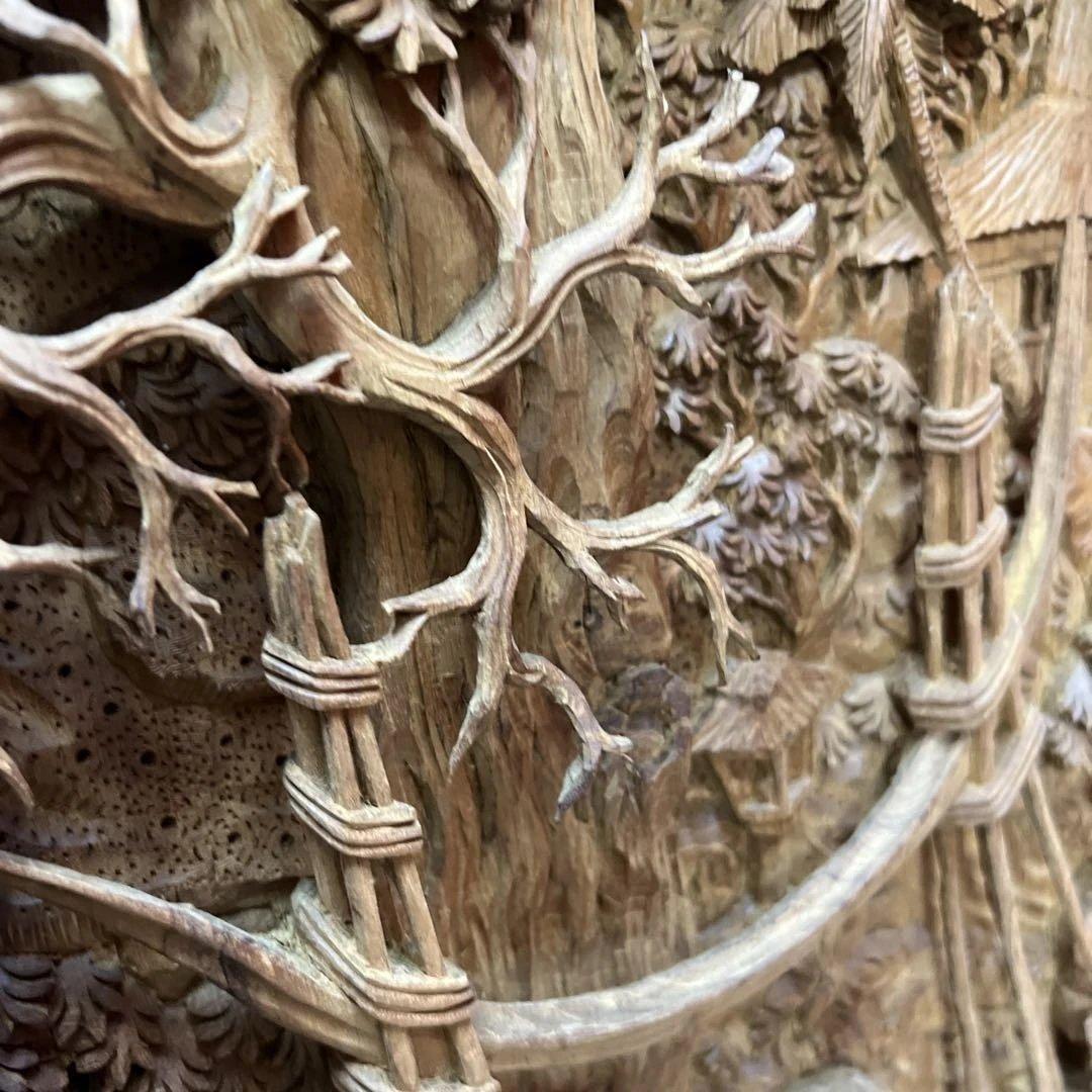 時代　木彫　浮き彫りの額A 約95×49.5㎝　東さ8-0131①