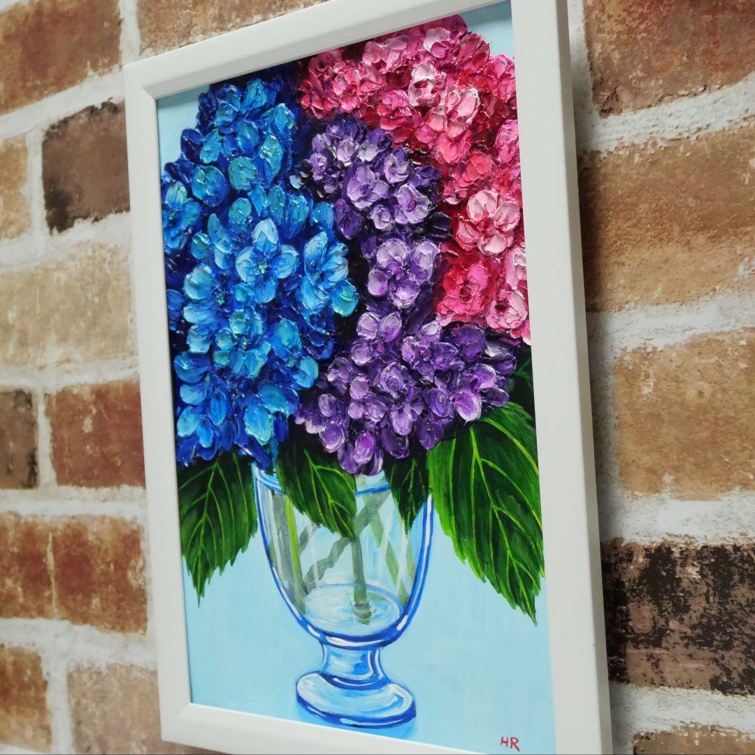 油絵 絵画 【アジサイの花】