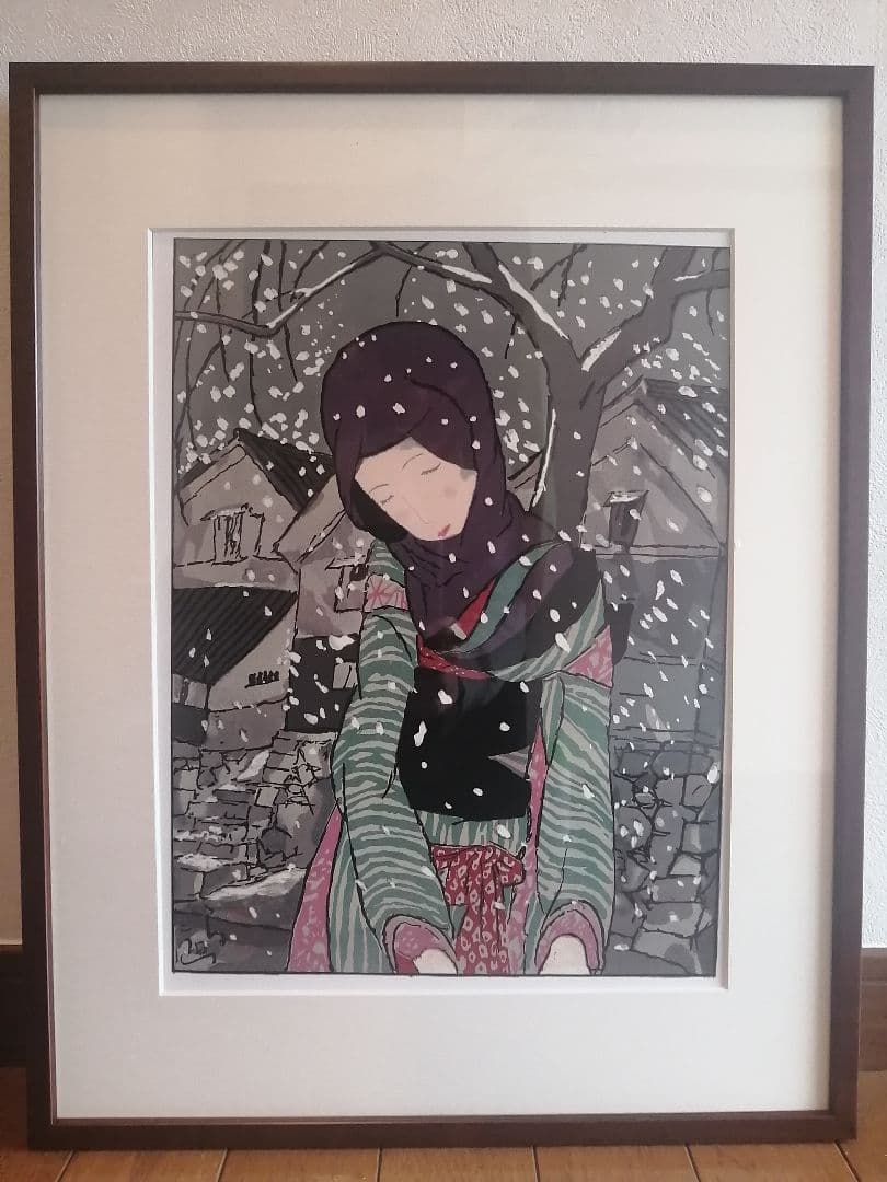 雪の夜の伝説 竹久夢二 日芸版画院 限定300枚 版画