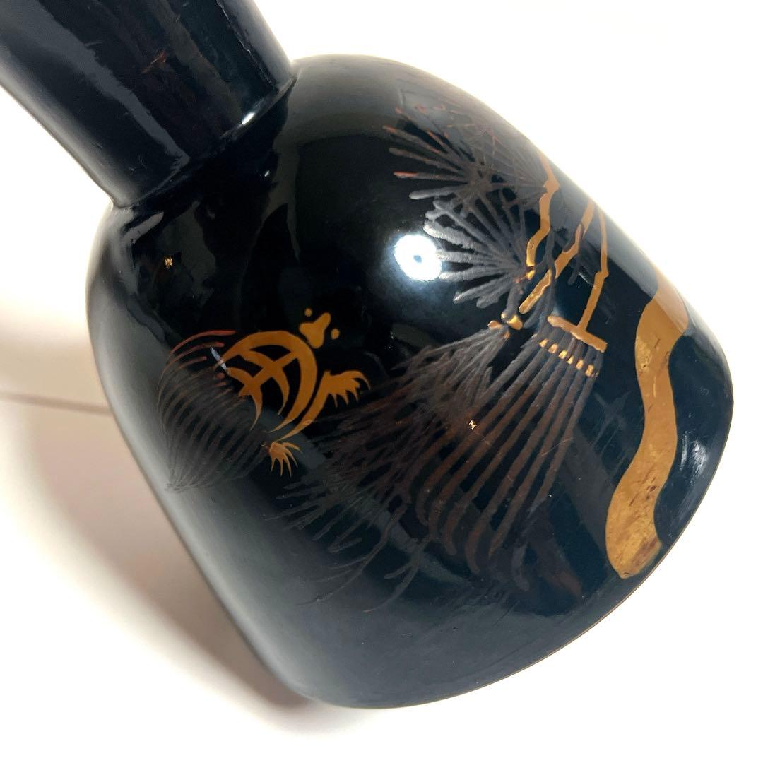 【蒔絵】小鼓 漆塗り 松絵柄　鶴亀　松葉　鼓胴 和楽器 雅楽 神楽 能楽　金彩