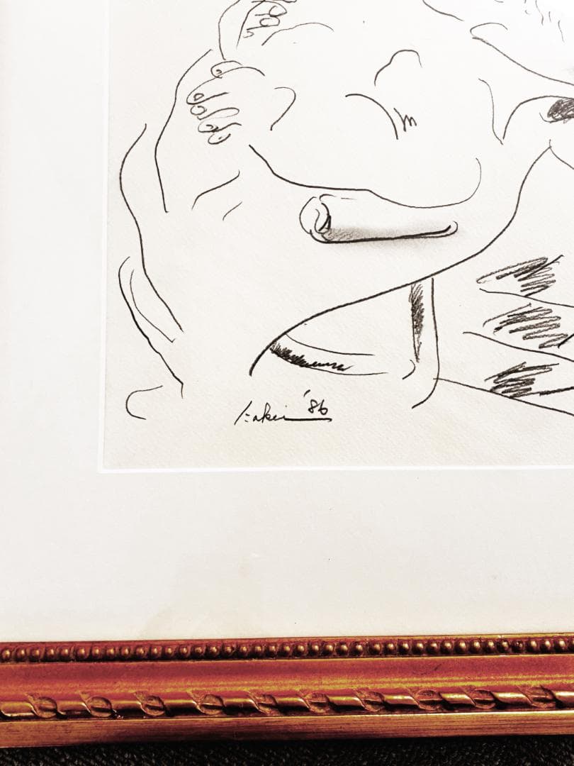 筧本生 鉛筆デッサン『床屋』 かけいもとなり 1986年　真作