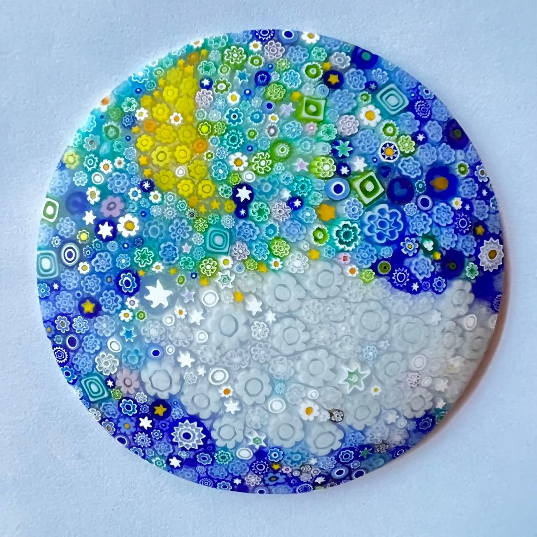 ベネチアンガラス ミルフィオリプレート　「月明かりの物語」と「牛柄」