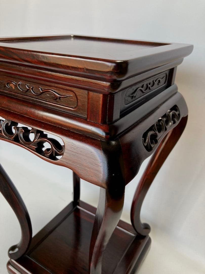 飾り台　盆栽台　花台　香炉台　茶華道具　透かし彫り　GA7