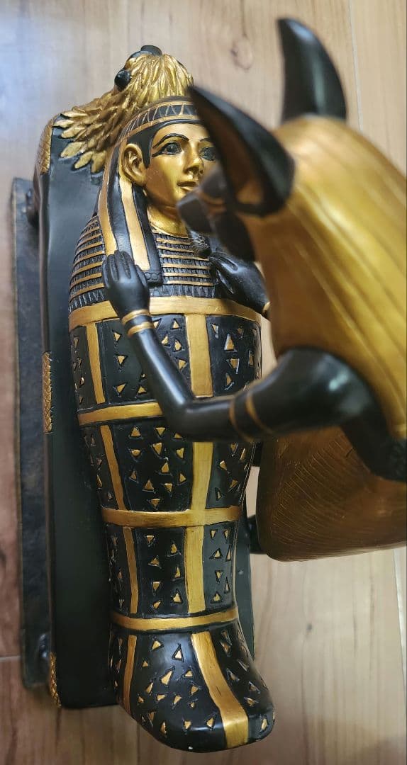 古代エジプト アヌビス神 & 黄金の棺 ミイラ 置物 フィギュア オブジェ