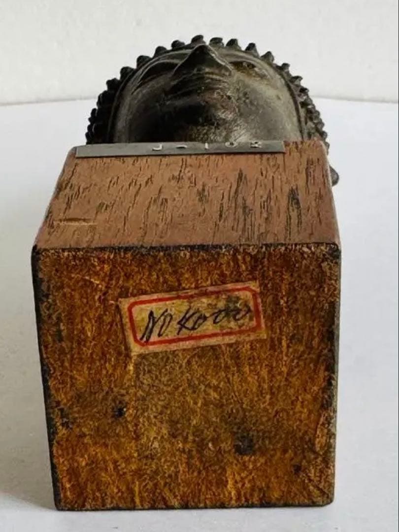 【希少】タイ　スコタイ　14世紀　ブロンズ像　タイ仏像　仏頭像　証明書付き
