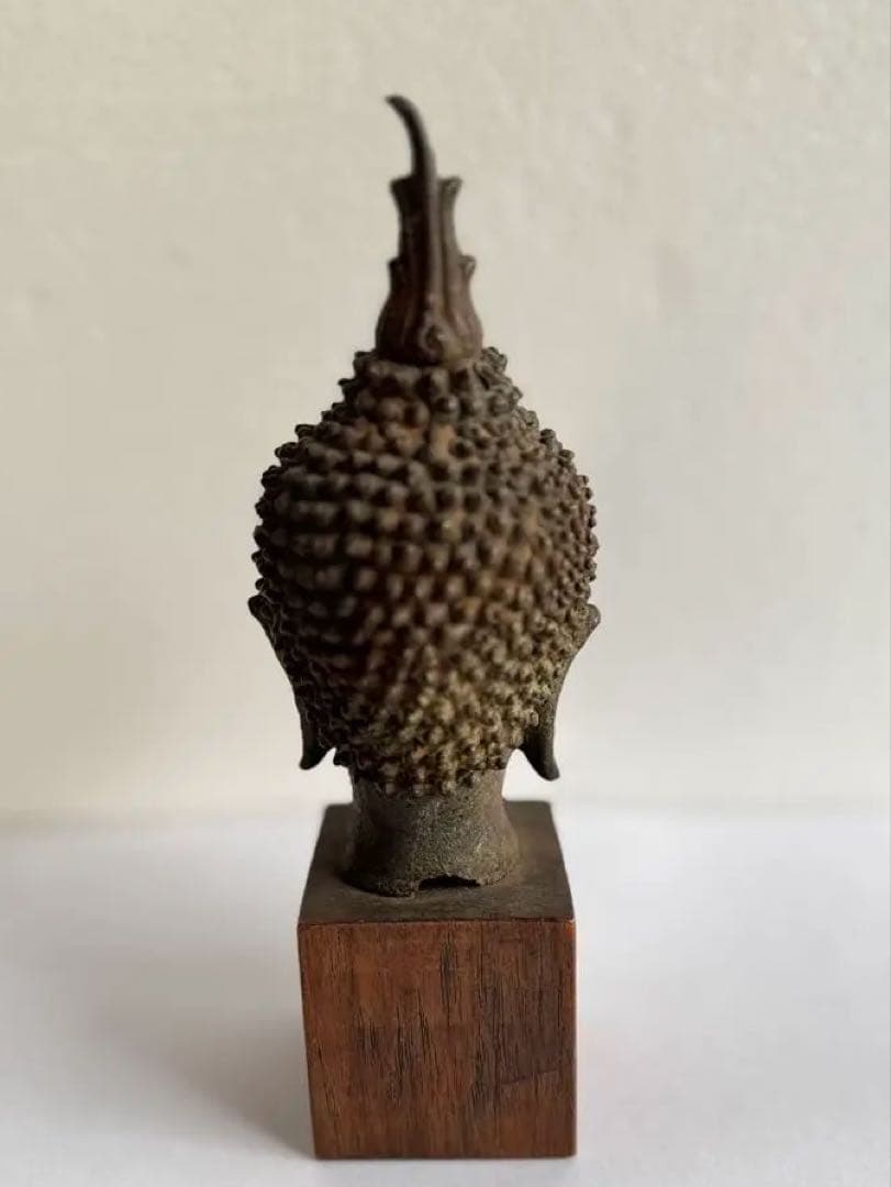 【希少】タイ　スコタイ　14世紀　ブロンズ像　タイ仏像　仏頭像　証明書付き