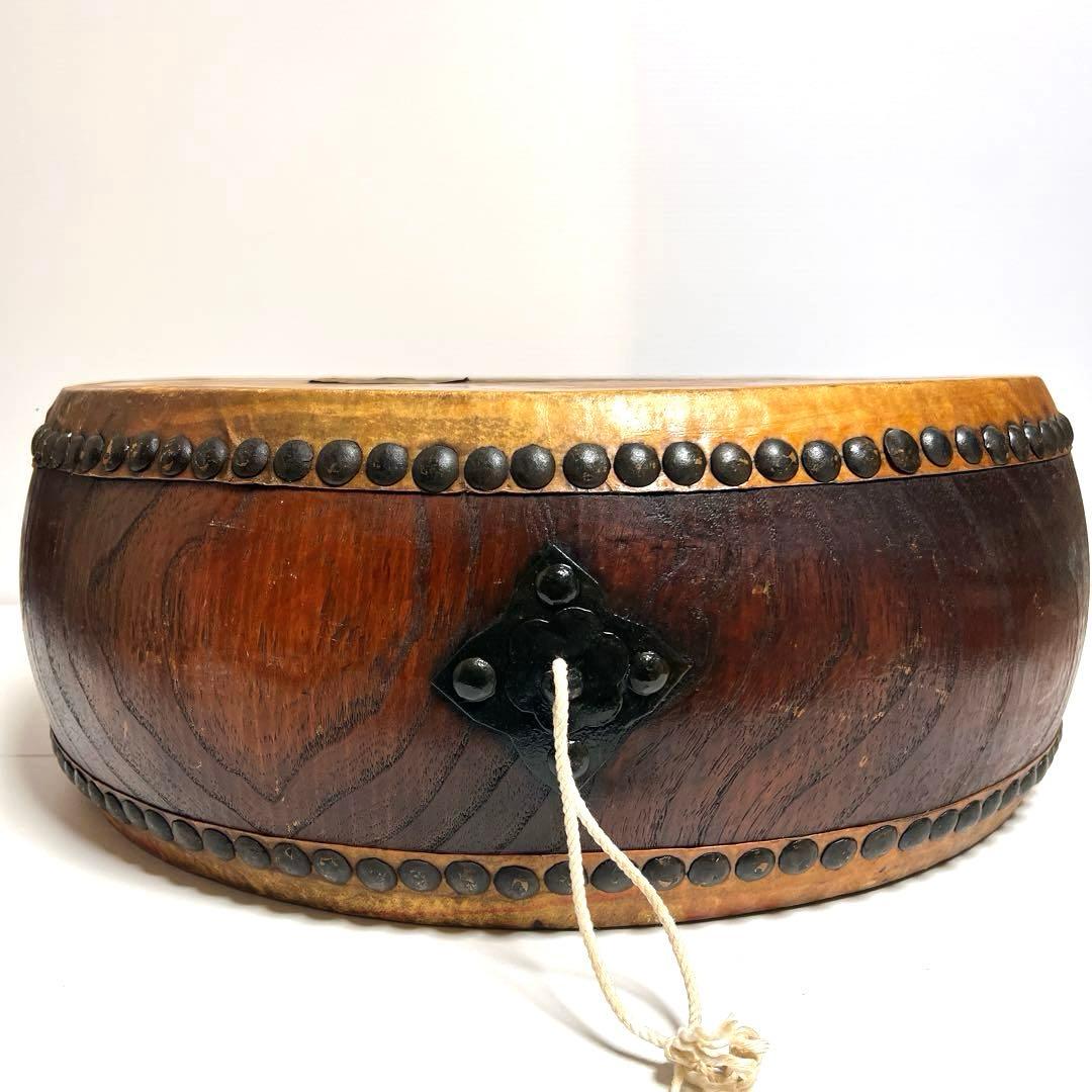【大型】平太鼓 52.5cm×20cm 古太鼓 歌舞伎囃子 お囃子 古木