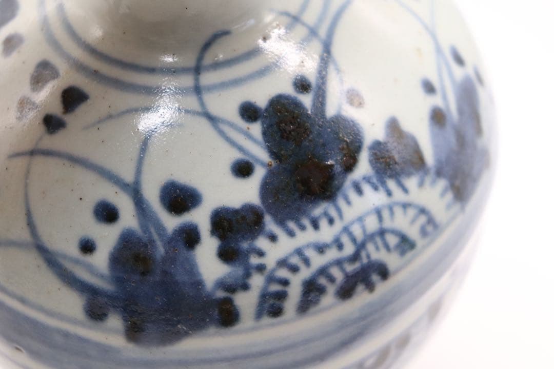 中国　明時代　青華軍持　共箱　送料込み0529