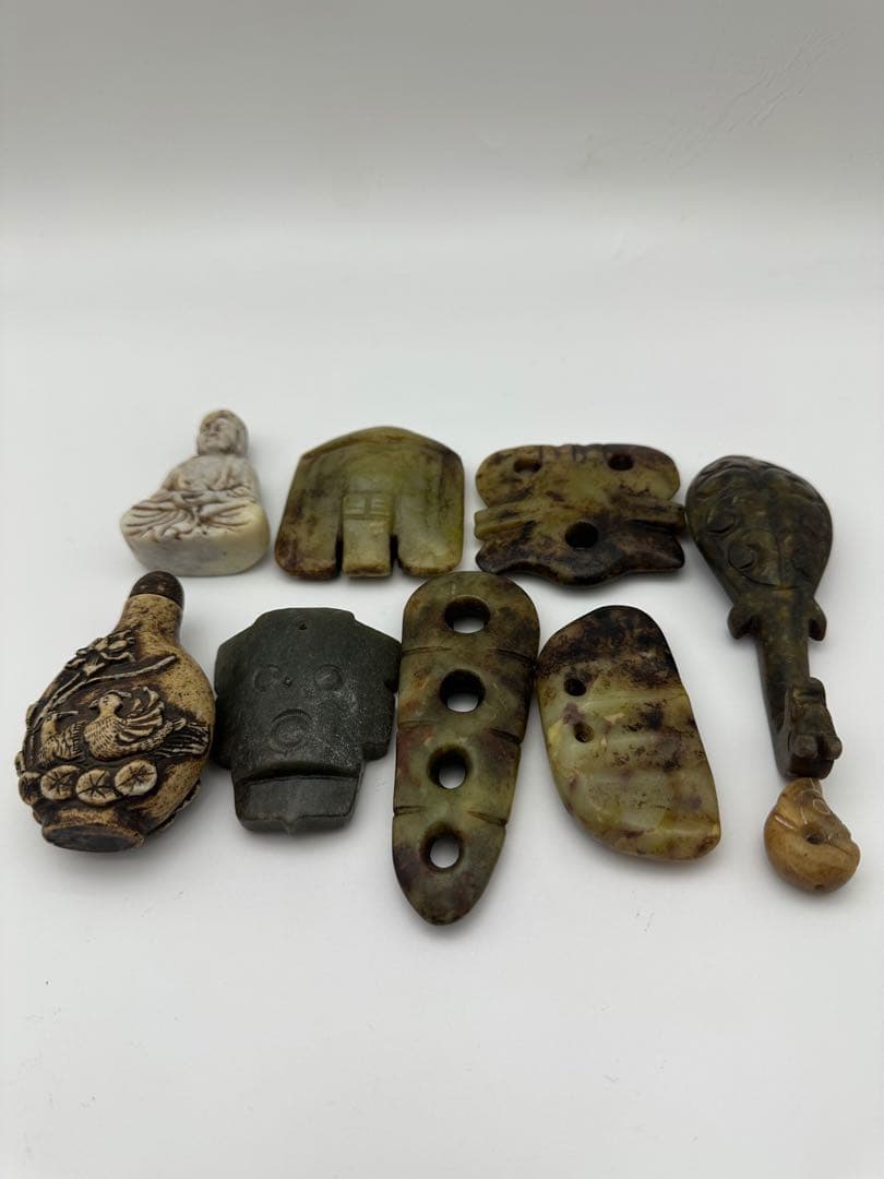 【中国古美術 】紅山文化 大型古玉璧 旧蔵 置物 巻珠戦漢古玉 旧藏品 合計9点