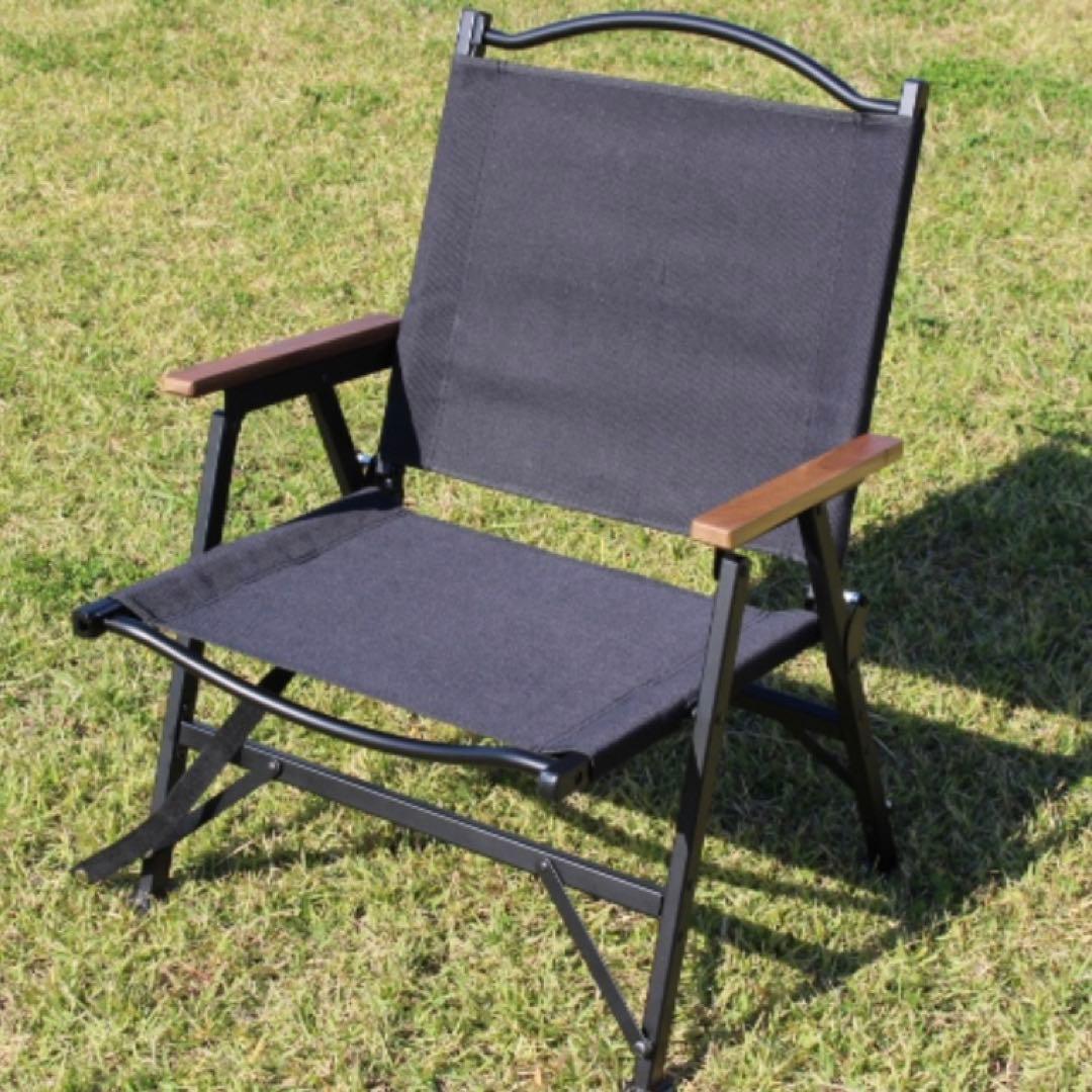 Simplemeフォールディング コットン アームウッド ローチェア 黒