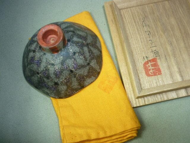 前田正博　色絵金銀彩高杯　個展購入作品　鳥取県　師：藤本能道　酒器　ぐい呑　徳利