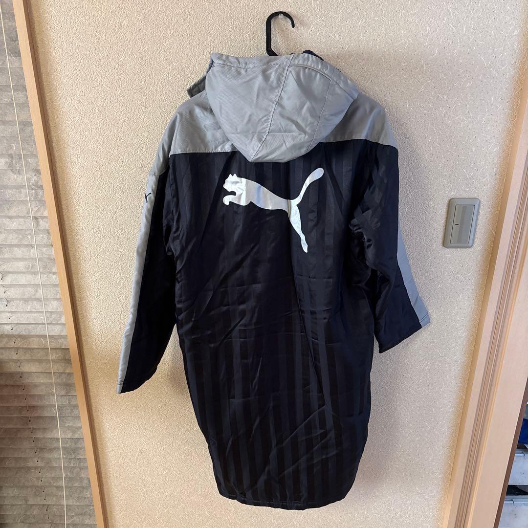 PUMA ベンチコート 黒/グレー フード付き 160サイズ
