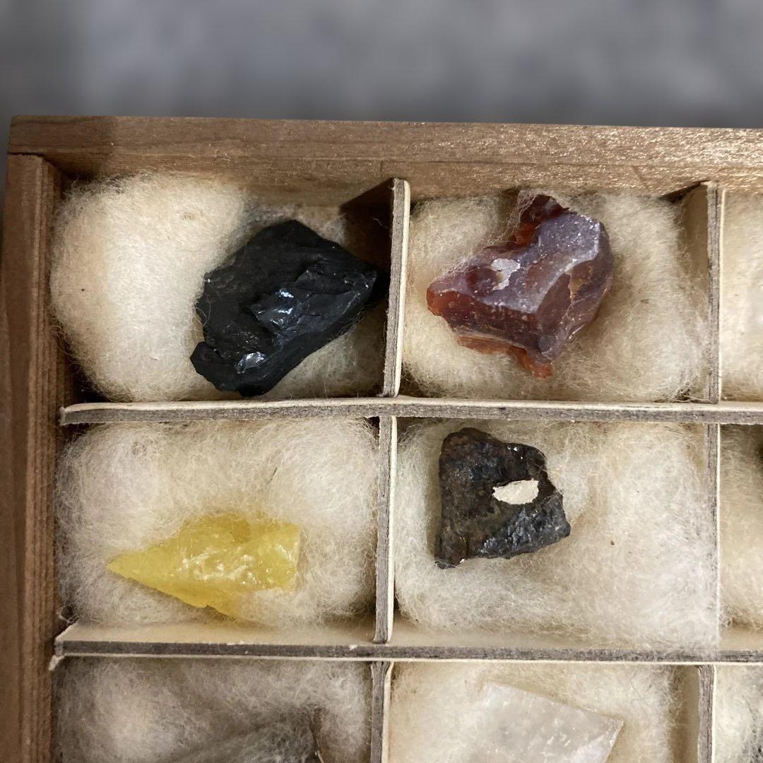 トワカス 木製鉱石標本箱 12個収納