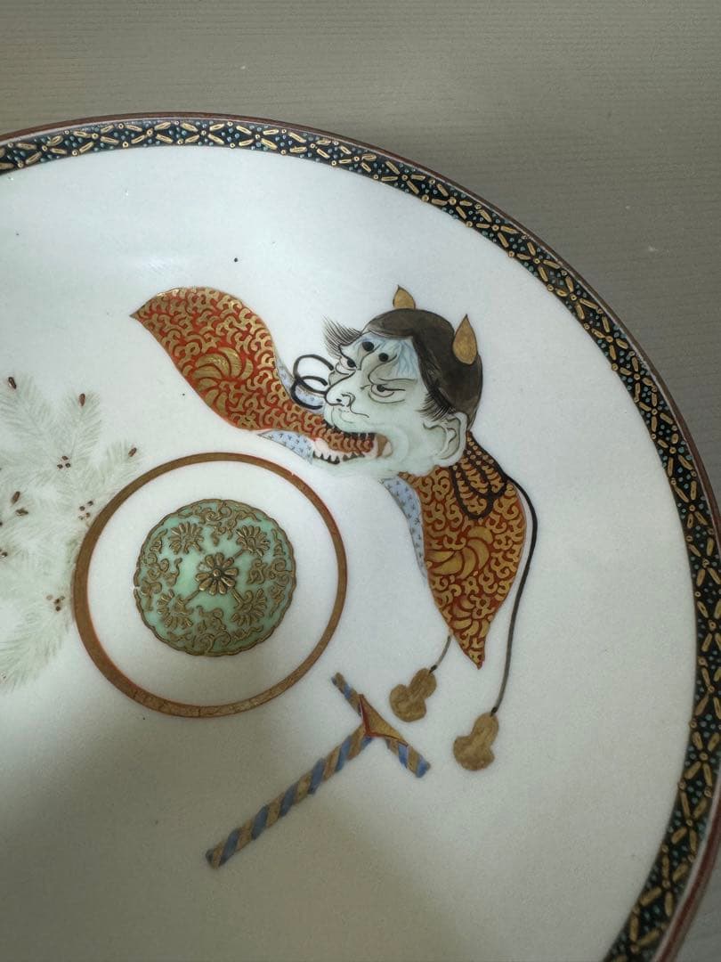 2382 九谷焼　百人一首急須1客　鉢1客　時代物