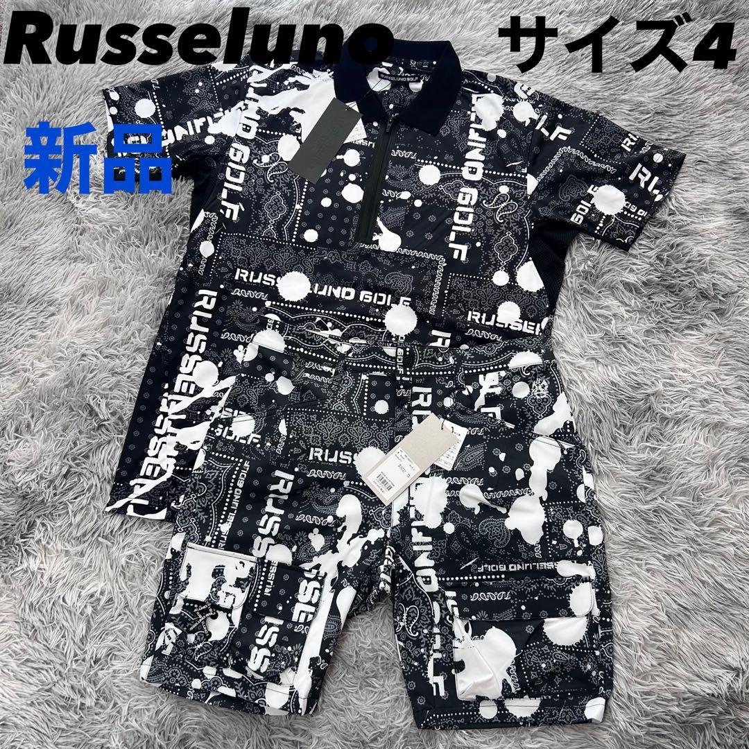 新品　ラッセルノ　セットアップ　ハーフパンツ　ハーフジップシャツ　ブラック　4