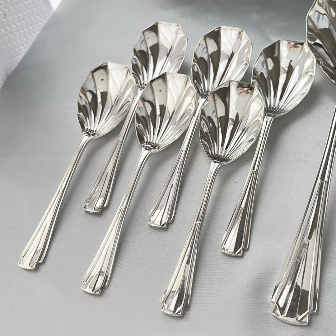 【英国】 アールデコのデザートセット アイスクリームスプーン サーバー ケース