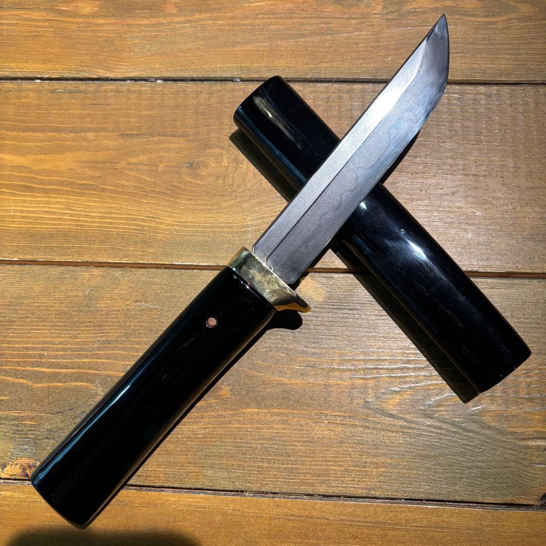 日本刀残欠クラフトナイフNo.63 最上大業物 長曽祢虎徹興里 黒鞘