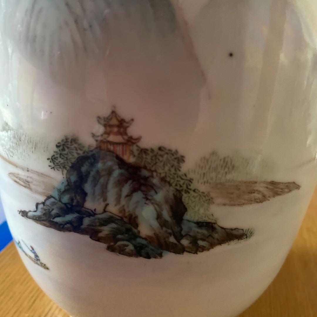 陶器 花瓶 山水画 779