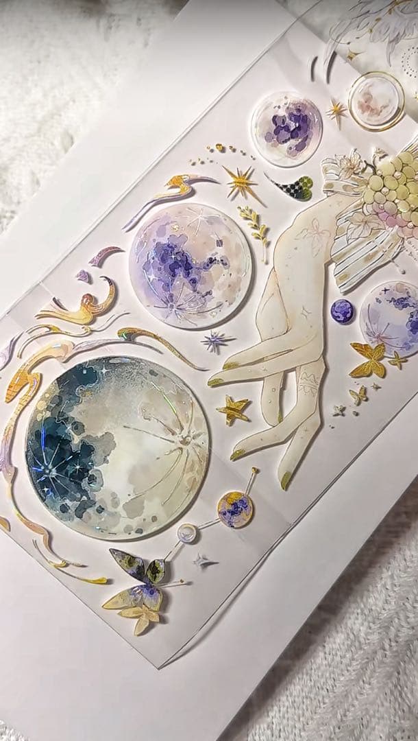 【8648】海外　マステ　3/5/巻売り　貝殻光マスキングテープ　星