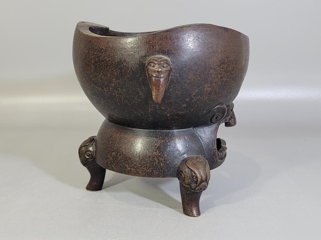 煎茶 古銅 鬼面 涼炉