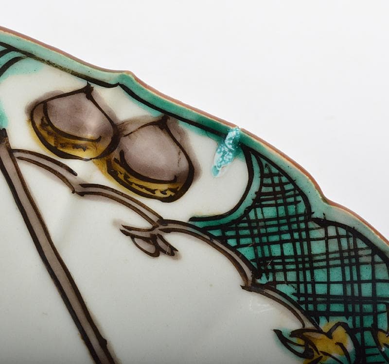 九谷焼　古九谷　色絵花鳥文　飾皿　M　R4619