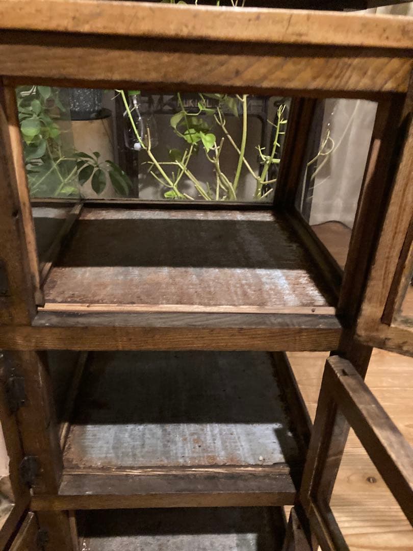 昭和レトロ　木製対面ガラスショーケース　背面開戸