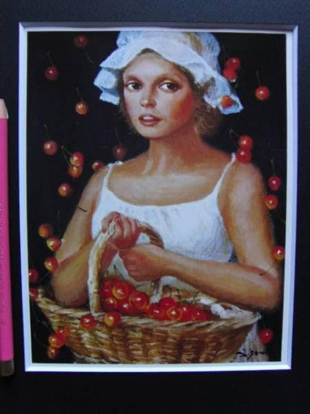 芝田米三、収穫、画集より、希少、版上サイン、新品額装