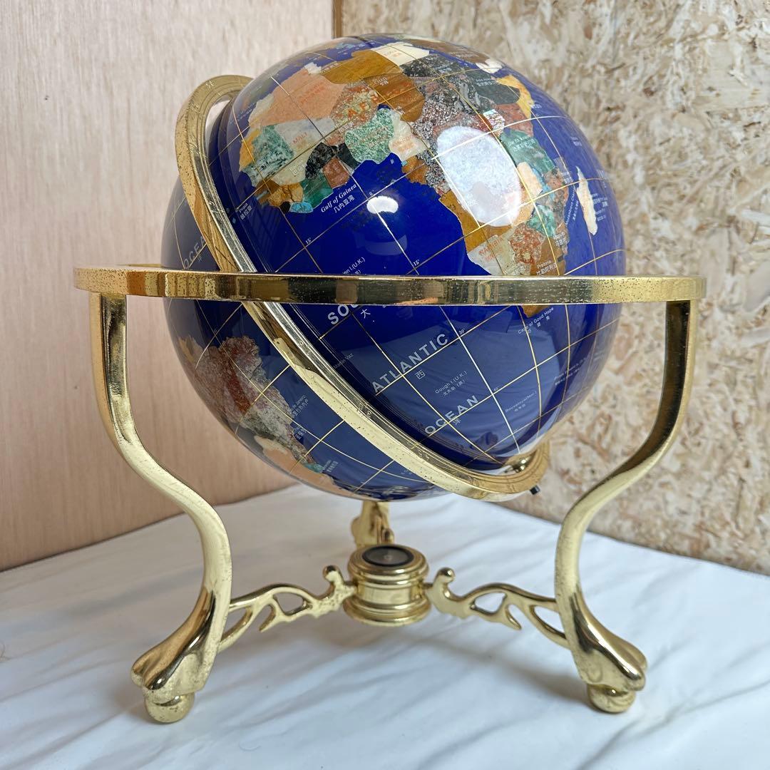 【超希少】天然石 シェル 貝 地球儀 アンティーク コンパス インテリア