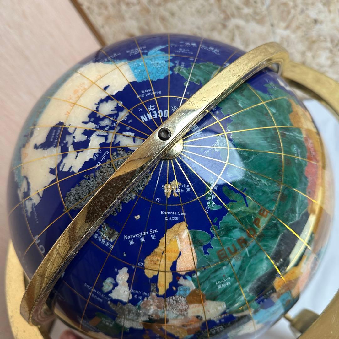 【超希少】天然石 シェル 貝 地球儀 アンティーク コンパス インテリア