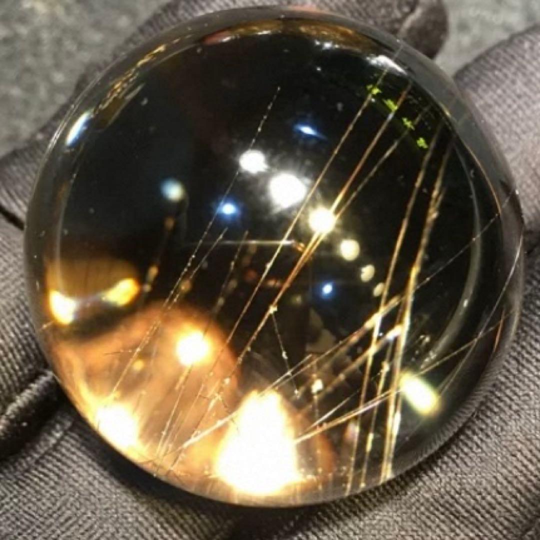 38mm ゴールドルチルクォーツ　丸玉　スフィア　金針水晶