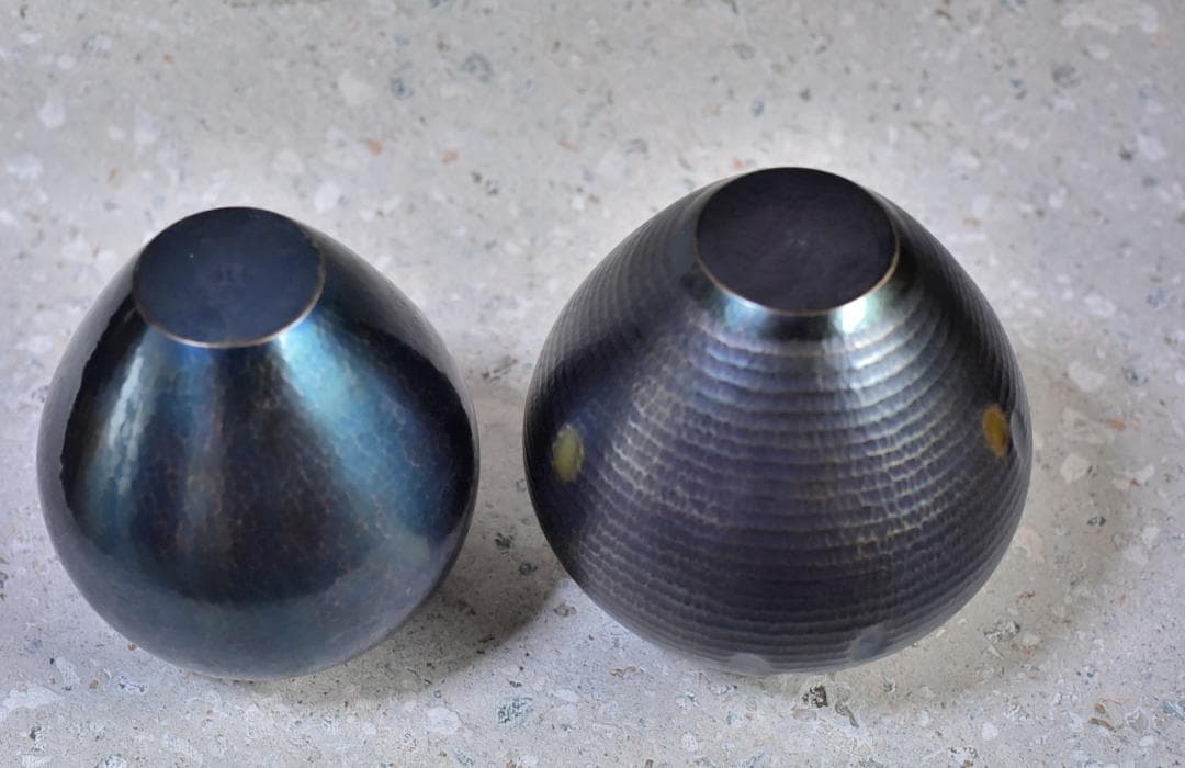 玉川堂鎚起銅器　花瓶２個【極上品】　共箱/インテリア