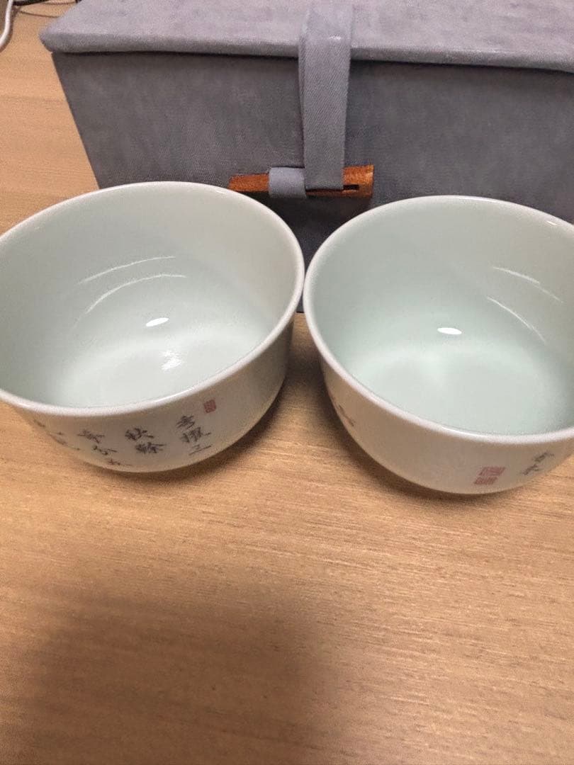 中国清時代　花鳥文茶碗 盃 粉彩　琺瑯彩　雍正年製在銘 官窯 2個セット（秋冬）